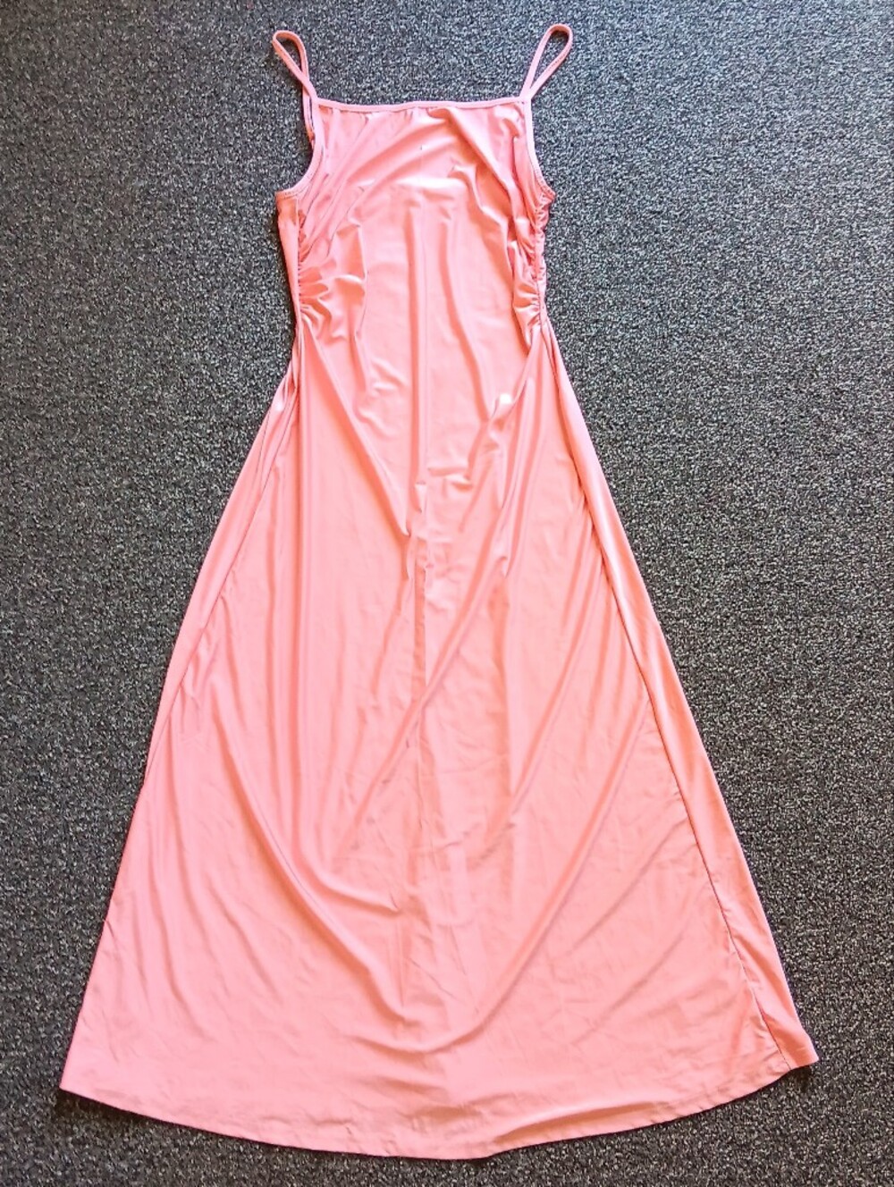 Slip On Pink Adjustable Spaghetti Strap Maxi Dress Shein Small, Ruched Fairycore